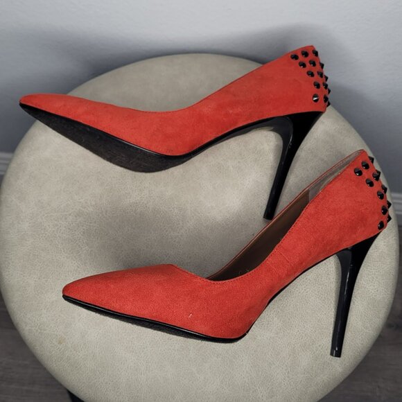 J. Renee Red Suede Studded Stiletto Pumps – Size 12M (New Without Box) - Picture 5 of 9